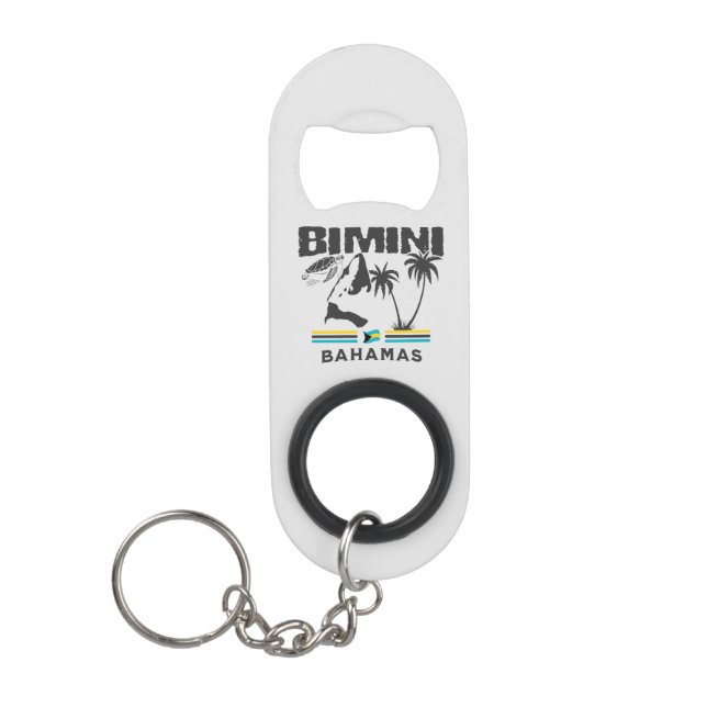 Bahamas Souvenir-Geschenk: Bimini Bahamas Unabhäng Mini Flaschenöffner (Vorderseite)