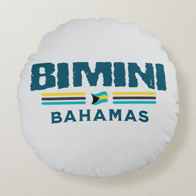 Bahamas Souvenir-Geschenk: Bimini Bahamas Unabhäng Rundes Kissen (Vorderseite)