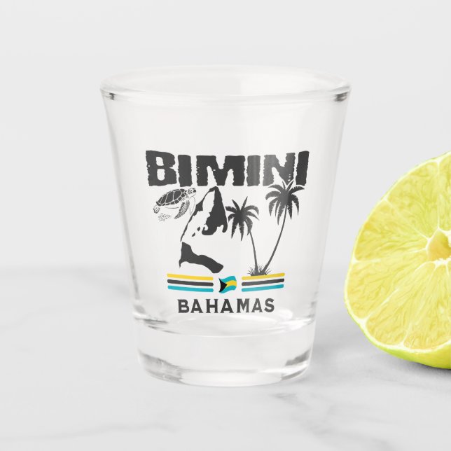 Bahamas Souvenir-Geschenk: Bimini Bahamas Unabhäng Schnapsglas (Vorderseite)