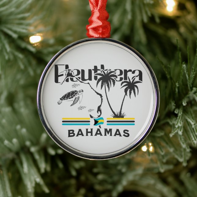 Bahamas Souvenir Geschenk: Eleuthera Bahamas Flagg Ornament Aus Metall (Baum)