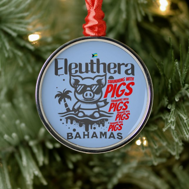 Bahamas Souvenir Geschenk : Eleuthera Bahamas Schw Ornament Aus Metall (Baum)