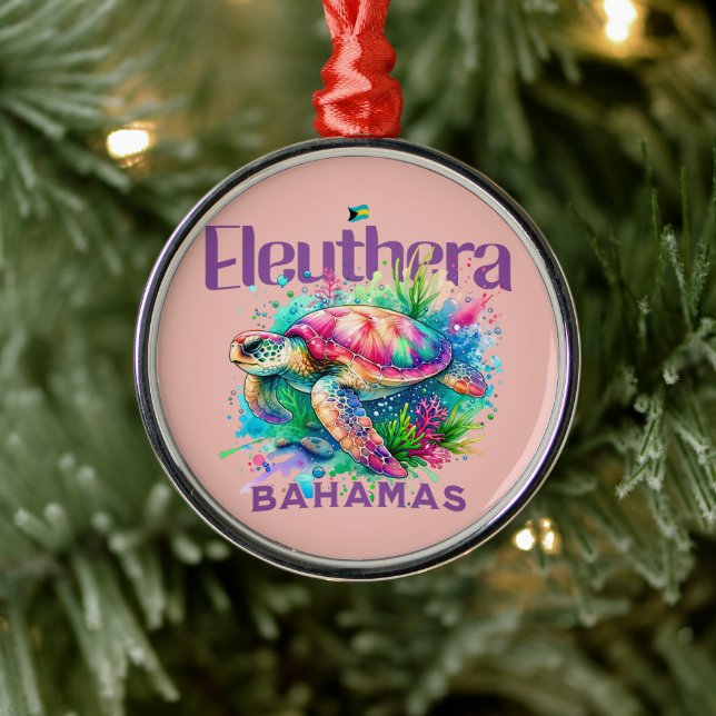 Bahamas Souvenir Geschenk : Eleuthera Bahamas Turt Ornament Aus Metall (Baum)