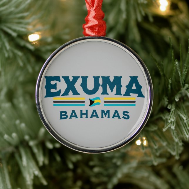 Bahamas Souvenir Geschenk: Exuma Bahamas Unabhängi Ornament Aus Metall (Baum)