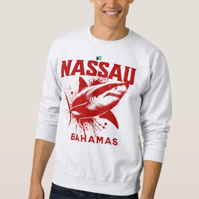 Bahamas Souvenir Geschenk: Nassau Bahamas Hai Fisc Sweatshirt (Vorderseite)