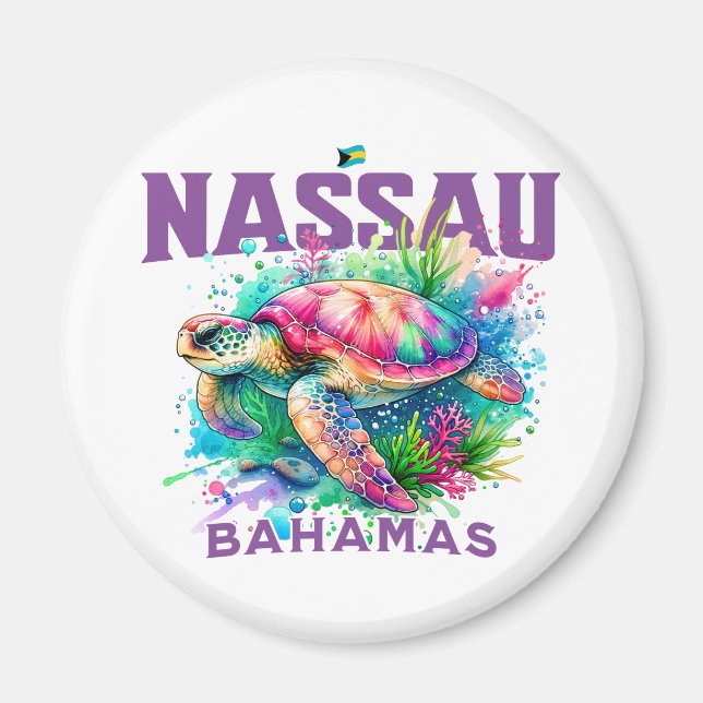 Bahamas Souvenir Geschenk: Nassau Bahamas Sea Turt Magnet (Vorne)