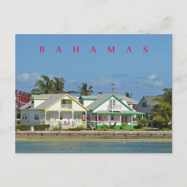 Bahamas Spanish Wells Häuser Blick auf Postkarte (Vorderseite)