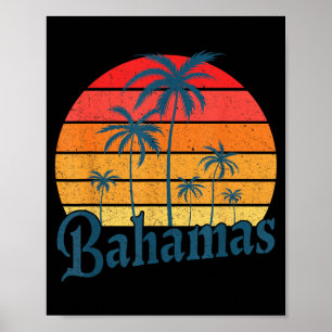 Bahamas Strand Trocal Sommer Vibes Vintage Palme Poster