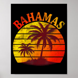 Bahamas Strand tropischer Sommerurlaub Palmenbaum Poster