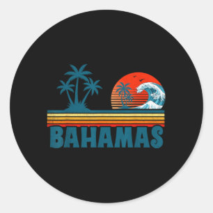 Bahamas Strand Tropischer Sommerurlaub Palmenbaum Runder Aufkleber