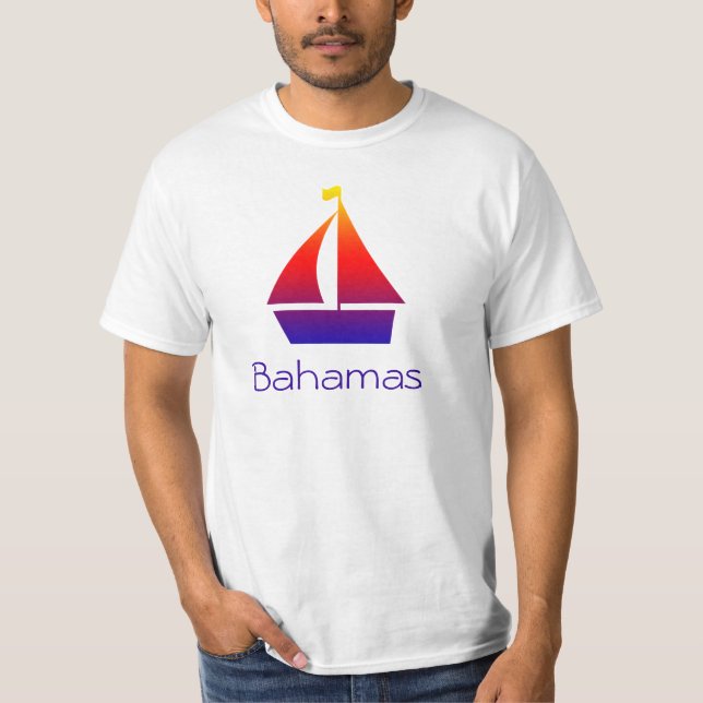 Bahamas Sunset Sailboat Bahamas Urlaub T-Shirt (Vorderseite)