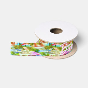 Bahamas Tropical Beach Scene Fotomuster Satinband