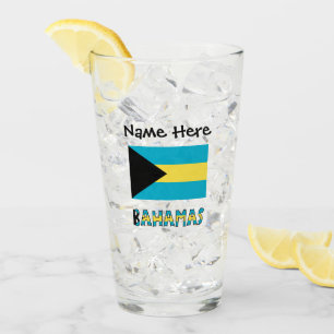 Bahamas und bahamaische Flagge personalisiert Glas