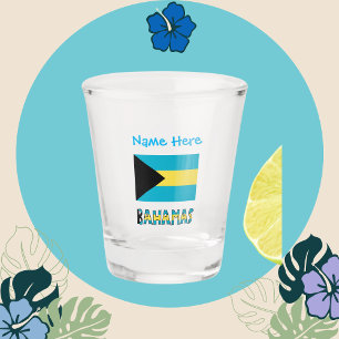 Bahamas und bahamianische Flagge Blau Personalisie Schnapsglas