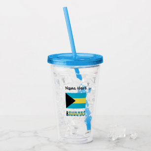 Bahamas und bahamianische Flagge Personalisiert  Acryltrinkbecher