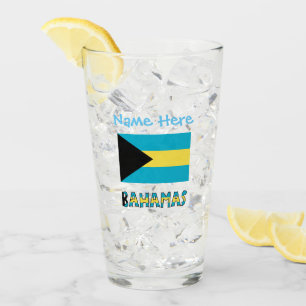 Bahamas und bahamische Flagge Blau Personalisierun Glas