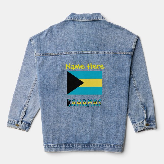 Bahamas und die bahamianische Flagge Gelbe Persona Jeansjacke (Rückseite)