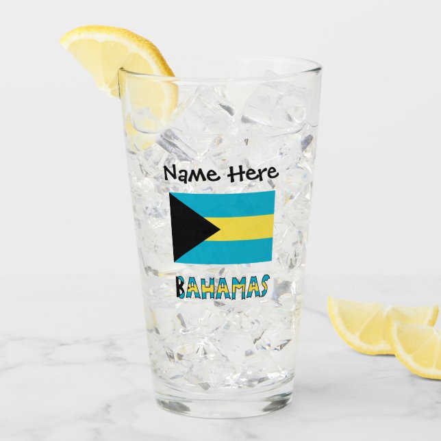Bahamas und die bahamianische Flagge Personalisier Glas (Vorderseite Ice)