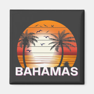 Bahamas Vintag Palm Trees Summer Beach Magnet