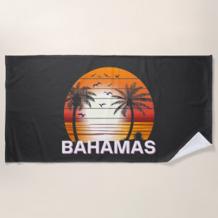 Bahamas Vintag Palm Trees Summer Beach Strandtuch