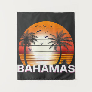 Bahamas Vintag Palm Trees Summer Beach Wandteppich