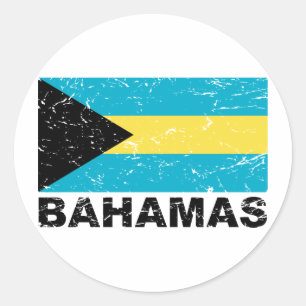 Bahamas-Vintage-Flagge Runder Aufkleber