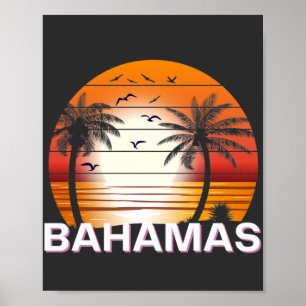 Bahamas Vintage Palmen Sommer Strand Poster