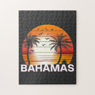 Bahamas Vintage Palmen Sommer Strand Puzzle