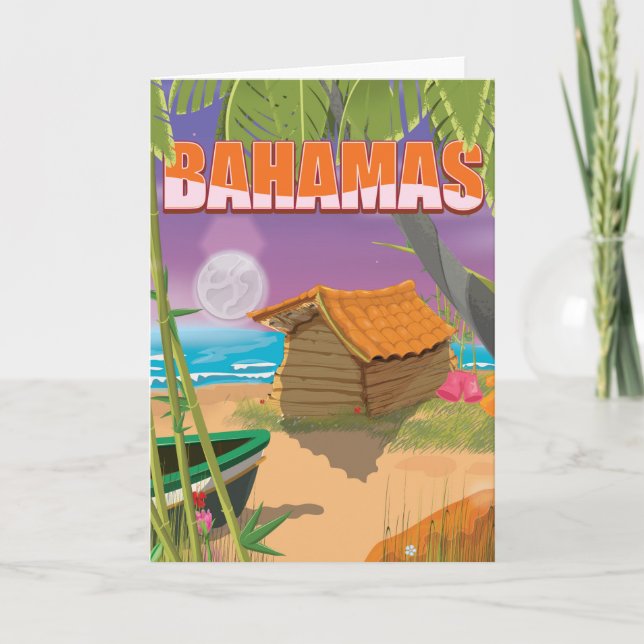 Bahamas Vintage Reiseplakat Feiertagskarte (Vorderseite)