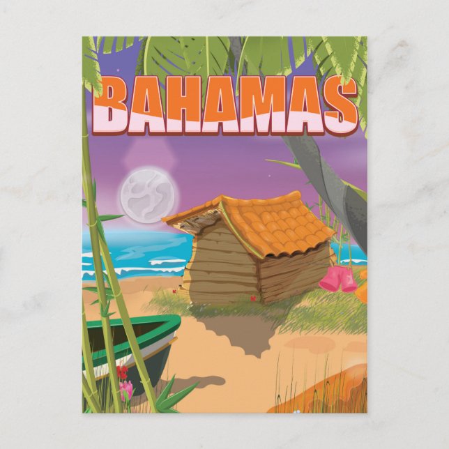 Bahamas Vintage Reiseplakat Postkarte (Vorderseite)