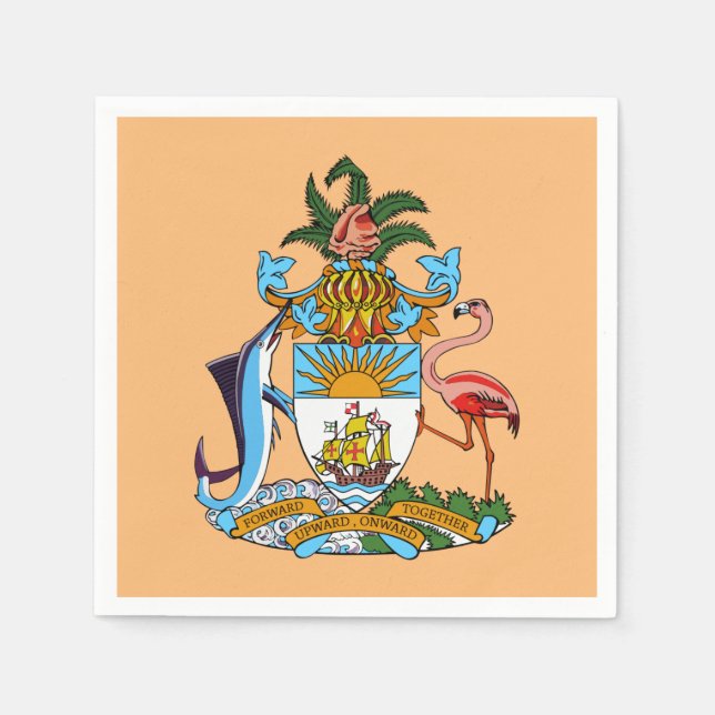 Bahamas-Wappen - Marlin, Flamingo, Conch Serviette (Vorderseite)