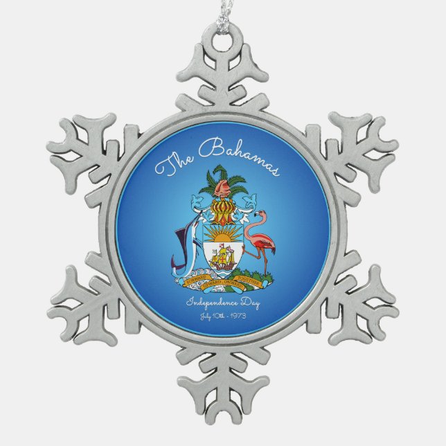 Bahamas-Wappen Schneeflocken Zinn-Ornament (Vorderseite)