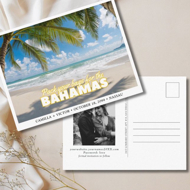 Bahamas Wedding Island Save the Date Postcard Postkarte (Bahamas Wedding Island Save the Date Postcard
)