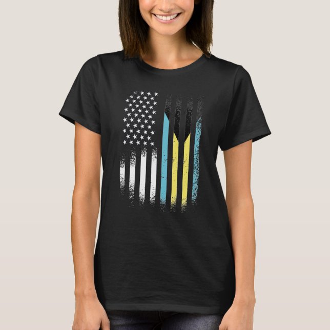 Bahamian American Patriot Grown Land USA Flaggen T-Shirt (Vorderseite)