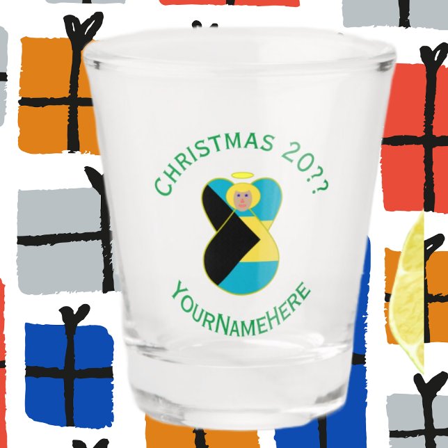 Bahamian Flag Angel Christmas Blonde Schnapsglas (Von Creator hochgeladen)