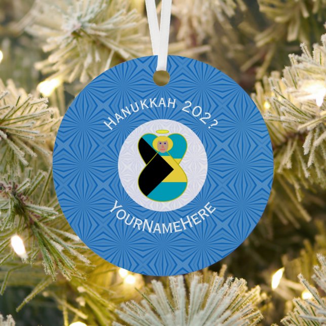 Bahamian Flag Angel Hanukkah Blonde Ornament Aus Metall (InSitu)