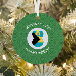 Bahamian Flag Blonde Angel Weihnachtsnachtsjahr Ornament Aus Metall