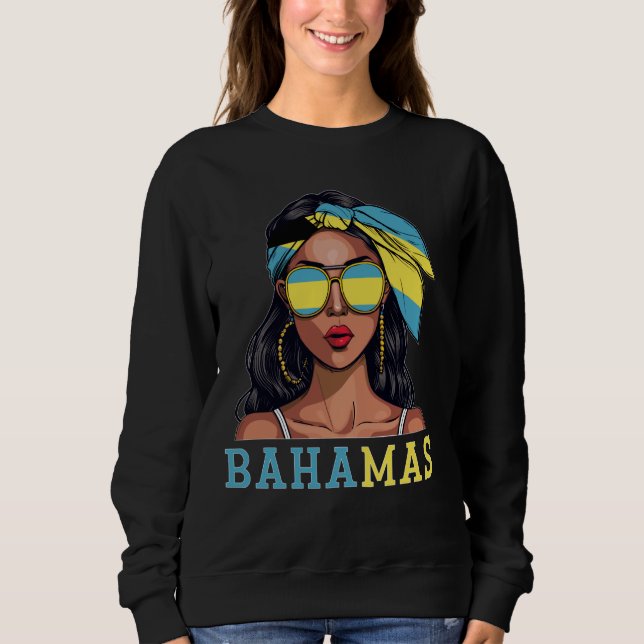 Bahamian Souvenirs Frauen Flagge Roots Baham Sweatshirt (Vorderseite)