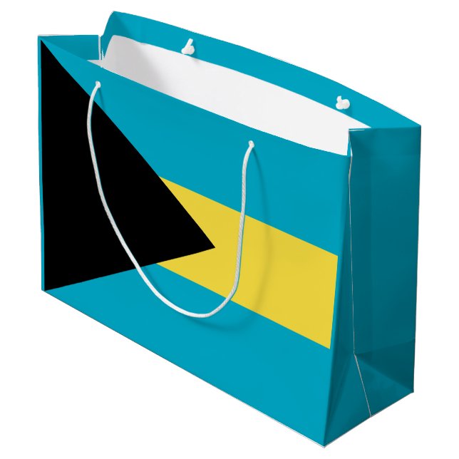 Bahamianische Flagge Große Geschenktüte (Rückseite Schrägansicht)