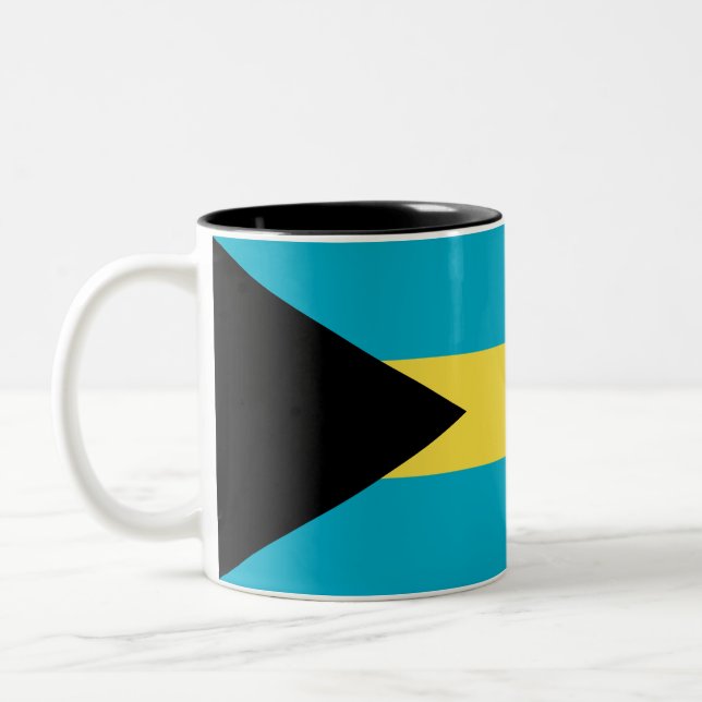 Bahamianische Flagge Zweifarbige Tasse (Links)