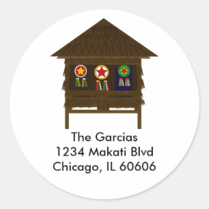 Bahay Kubo Adressetikett Runder Aufkleber