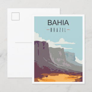 Bahia Brazil Art Vintage Travel Illustration Postkarte