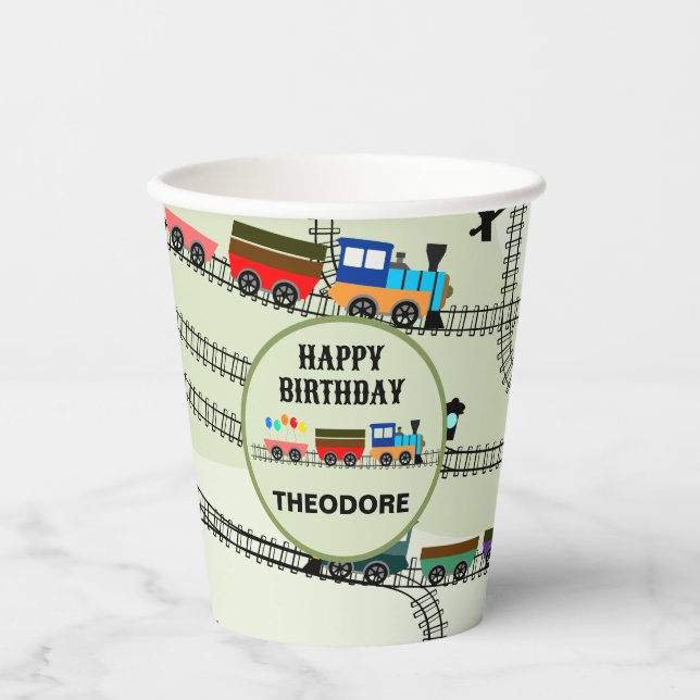 Bahn-Kids-Zug & Tracks-Papiertasse Pappbecher (Vorderseite)