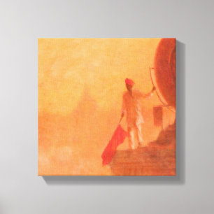 Bahnflaggen-Mann Agra 2010 Leinwanddruck