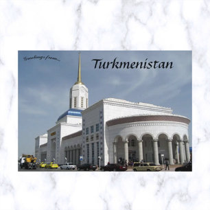 Bahnhof Aschgabat in Turkmenistan Postkarte