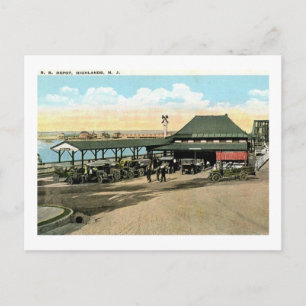 Bahnhof, Atlantic Highlands NJ Vintag Postkarte