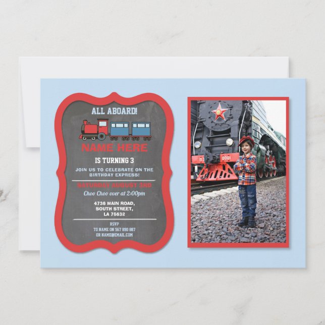 Bahnhof Birthday Party Bahnhof Foto Einladung (Vorderseite)