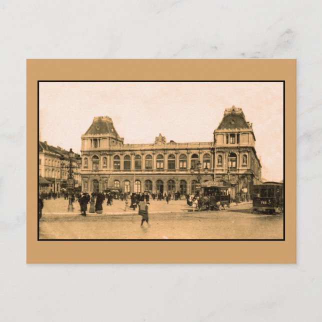 Bahnhof Brüssel, Horsecar Postkarte (Vorderseite)