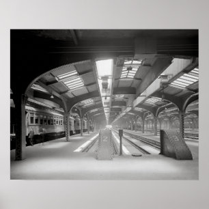 Bahnhof Chicago, 1920. Historische Eisenbahn Poster