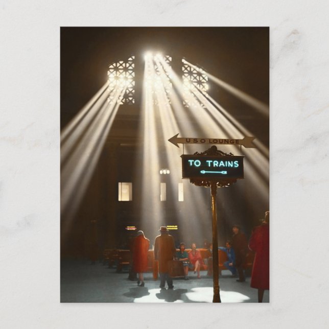Bahnhof - Chicago - Lass, es gäbe Licht 1943 Postkarte (Vorderseite)