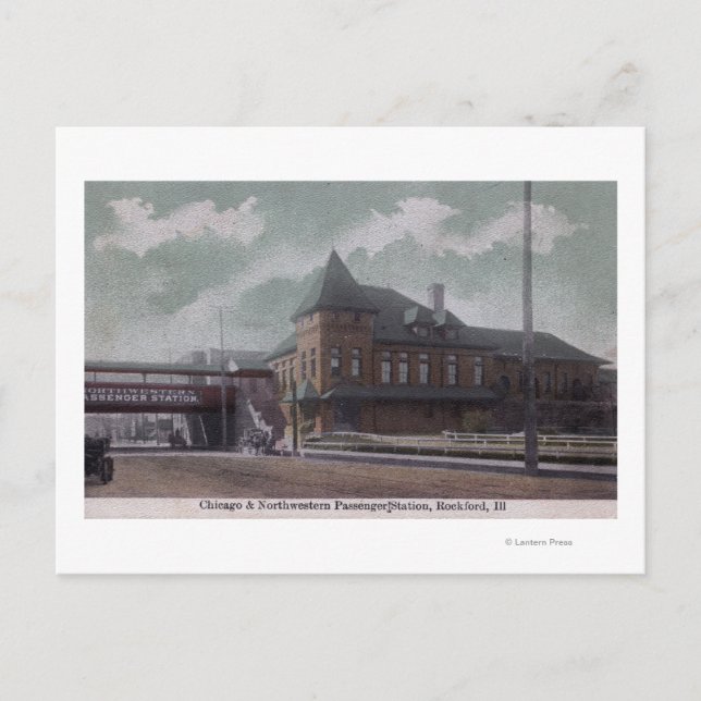 Bahnhof Chicago & Northwestern Postkarte (Vorderseite)